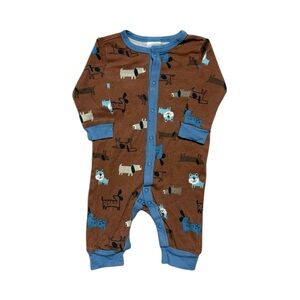 Gerber | Baby Dogs Brown Long Sleeve Romper | 0-3M